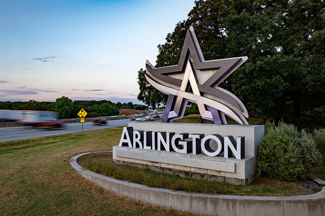 Arlington Texas cityscape featuring Globe Life Field